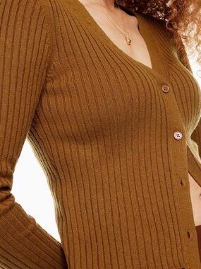 Aritzia Wilfred Brown Ribbed Button Up Cardigan size XS